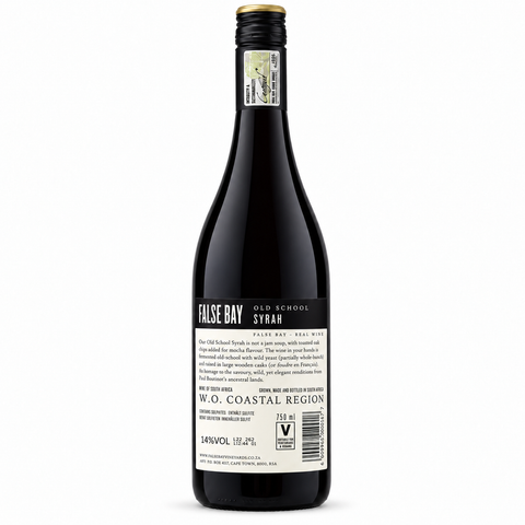 False Bay Old School Syrah 2021 750ml 14% back bottle