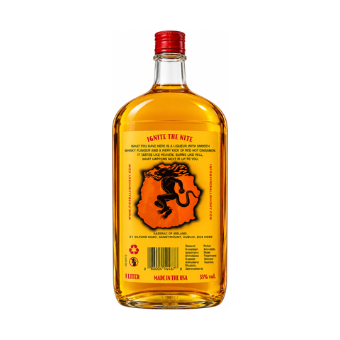 Fireball Cinnamon & Whisky Flavour Liqueur 1L 33% USA — rear bottle view