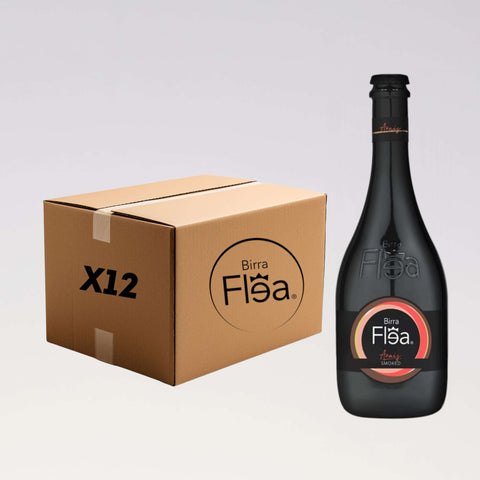 Box of 12 Flea Anais Smoked Beer bottles, 33cl each, intense flavor, brewed in Italy at 6.4% ABV by Birra Flea