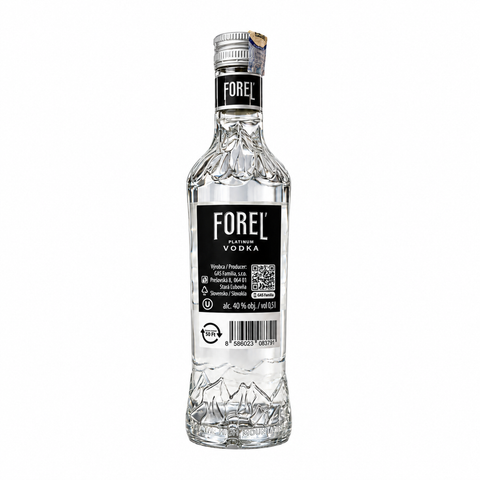 Forel Platinum vodka 500ml 40%, rear label and barcode 8586023083791 | Forel Platinum არაყი, უკანა მხარე