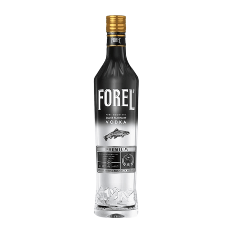 Forel Silver Platinum Vodka 700 ml bottle, premium Ukrainian vodka with 40% ABV, crafted from natural grains and spring water.