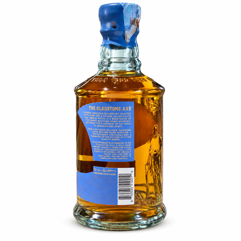 The Gladstone Axe American Oak Blended Malt Whisky 700ml bottle with blue cap and axe-embossed design.
