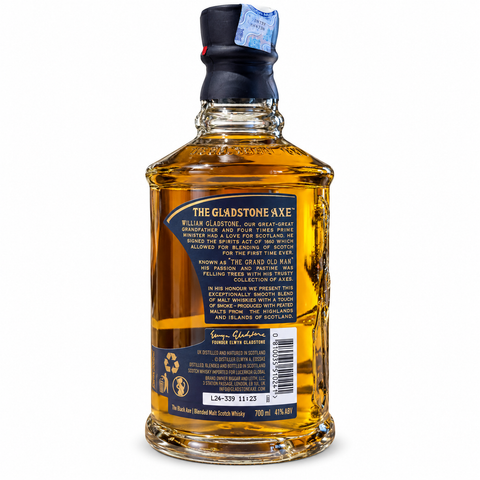The Gladstone Axe Black Axe Blended Malt Whisky 700ml bottle back view