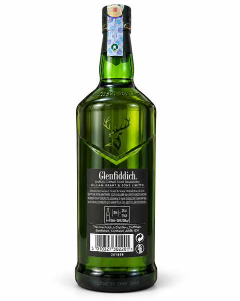 Glenfiddich 12 Year Old Single Malt Scotch Whisky 1L 40% rear label