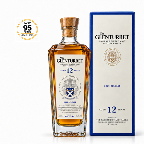 The Glenturret 12 2025 whisky 700ml 46.2%, gift box, IWSC Gold 95 points / ვისკი სასაჩუქრე ყუთით, IWSC ოქრო, 95 ქულა