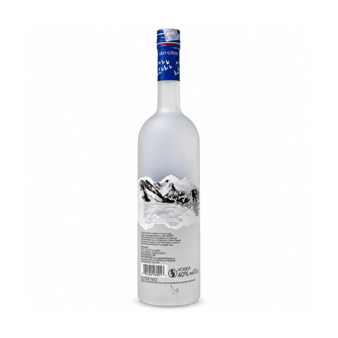 Grey Goose Vodka 1 L 40% France, rear bottle showing label and barcode 080480280017