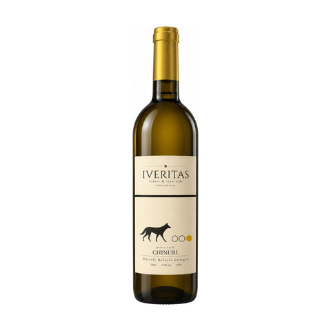 Iveritas Chinuri Qvevri Dry White Wine 2024 750ml 13% from Georgia, bottle view with label and golden cap.