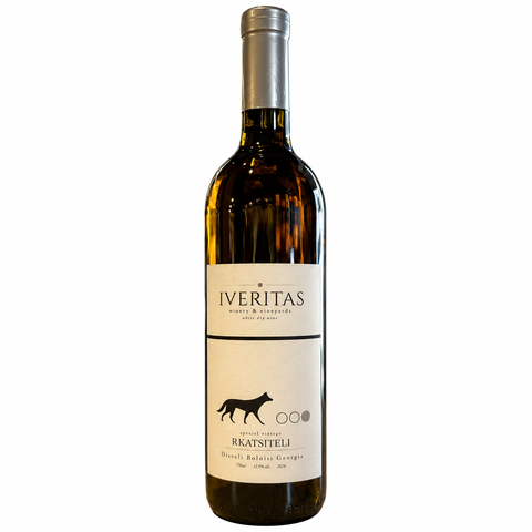 Iveritas Rkatsiteli Dry White Wine 2024 750ml bottle from Georgia, showcasing its unique label design. Ideal for wine enthusiasts.