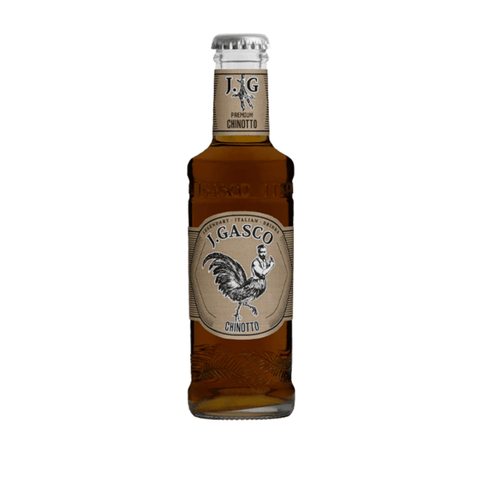 J. Gasco Chinotto soft drink bottle 330ml, 0% alcohol, rich flavor, Italian beverage with bitter and herbaceous notes