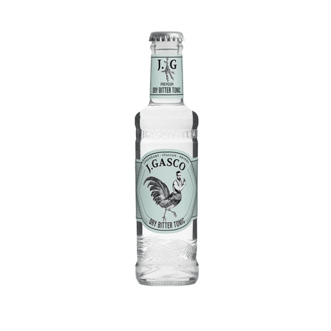 J. Gasco Dry Bitter Tonic 330ml bottle, alcohol-free Italian tonic water, crisp and bitter, perfect for cocktails.