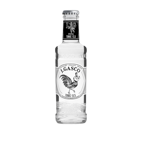 J. Gasco 13.5 Tonic 330ml bottle, alcohol-free premium Italian tonic water with higher quinine concentration and crystal-clear appearance.