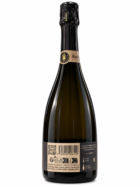 Bottle of Kuehn 1675 Extra Brut Crémant dAlsace 750ml, labeled and sealed, showcasing premium Alsace sparkling wine.