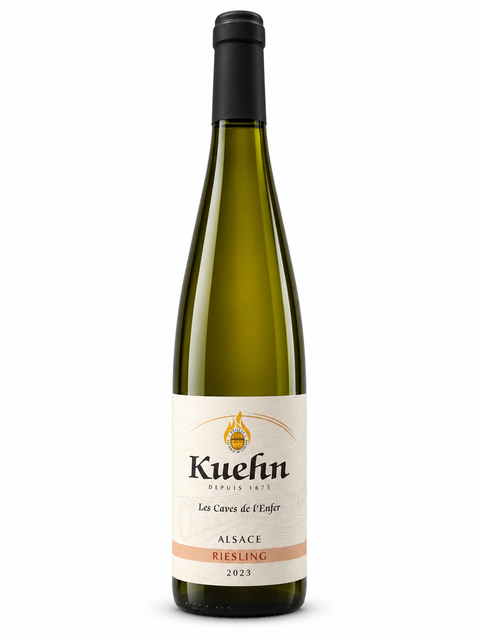Kuehn Les Caves de l’Enfer Alsace Riesling 2023 — front bottle on white background