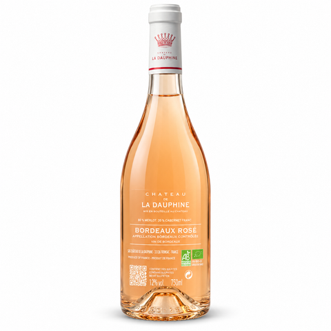 Chateau La Dauphine Merlot Blend 2024 Dry Rose wine bottle, 750ml, 12% ABV, French Bordeaux rosé with fresh and harmonious character.