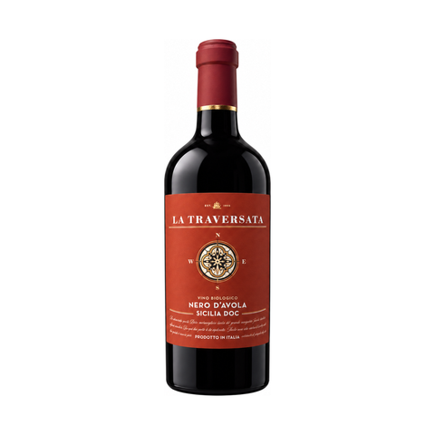 La Traversata Nero dAvola Sicilia DOC organic red wine bottle from Italy, 750 ml