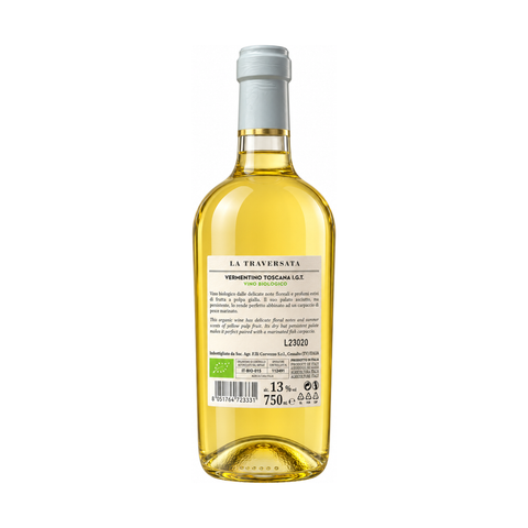La Traversata Vermentino Toscana IGT organic white wine 750ml 13%, rear view