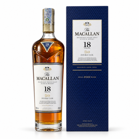 Macallan Double Cask 18 Year Old Single Malt Scotch Whisky 700ml with original navy blue gift box