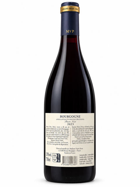 Madame Vve Point Bourgogne Pinot Noir 2023 Dry Red Wine bottle, 750ml, 13% alcohol.