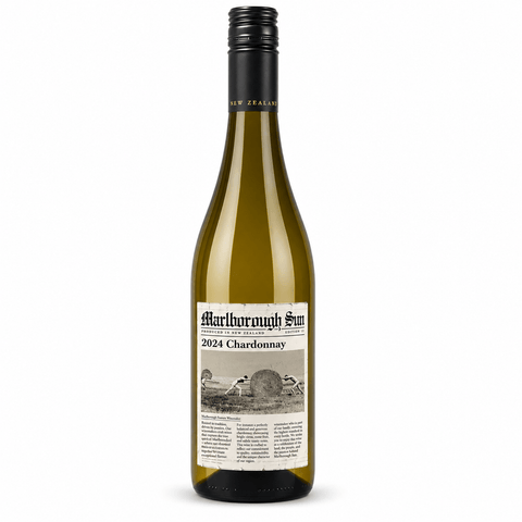 Marlborough Sun Chardonnay 2024, a 750ml bottle, 13% alcohol, elegant New Zealand white wine from the Marlborough region.