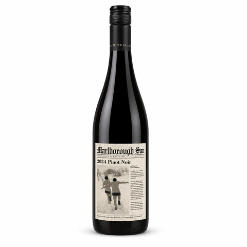 Marlborough Sun Pinot Noir 2024 wine bottle, New Zealand Pinot Noir, elegant red wine from Marlborough vineyards.