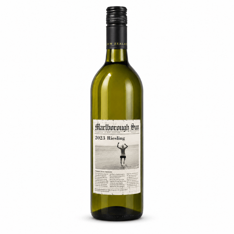 Marlborough Sun Riesling 750ml 12% (2023, New Zealand) wine bottle showcasing elegant New Zealand white wine.