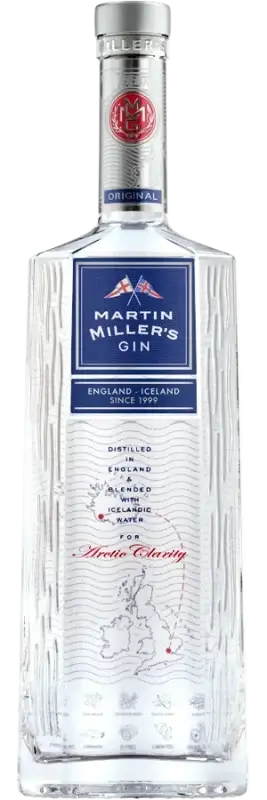 Martin Miller's London Dry Gin 70cl bottle showcasing premium design and award-winning quality.