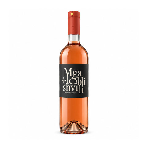 Mgaloblishvili Tavkveri dry rosé wine, Bolnisi, Georgia, 11.5%, 750 ml — front view on white background