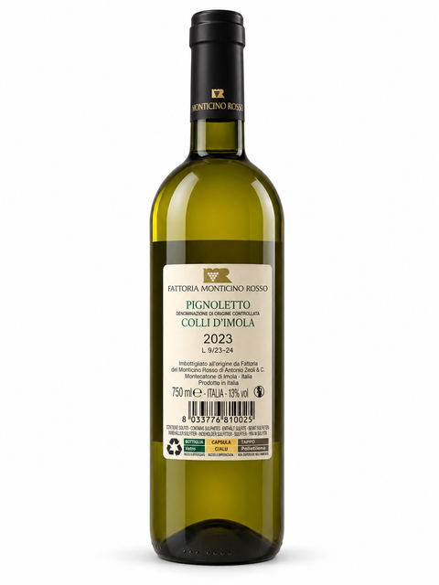 Monticino Rosso Pignoletto 2023 Dry White wine bottle 750ml, 13% ABV, from Colli d’Imola, Italy