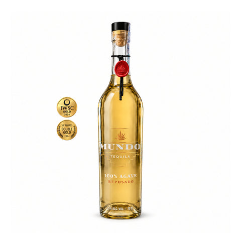 Mundo Reposado tequila 700ml 35%, front, IWSC Gold and SIP Double Gold 2024 | Mundo Reposado ტეკილა 700 მლ 35%, წინა ხედი, IWSC ოქრო და SIP ორმაგი ოქრო 2024