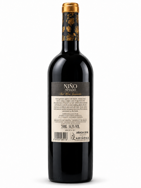 Nino Mimado Garnacha 2016 Dry Red Wine 750ml bottle with label showing 14.5% alcohol content.