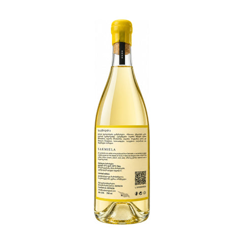 Nodo’s Sakmiela dry white wine 2025, 750 ml, 12%, rear view