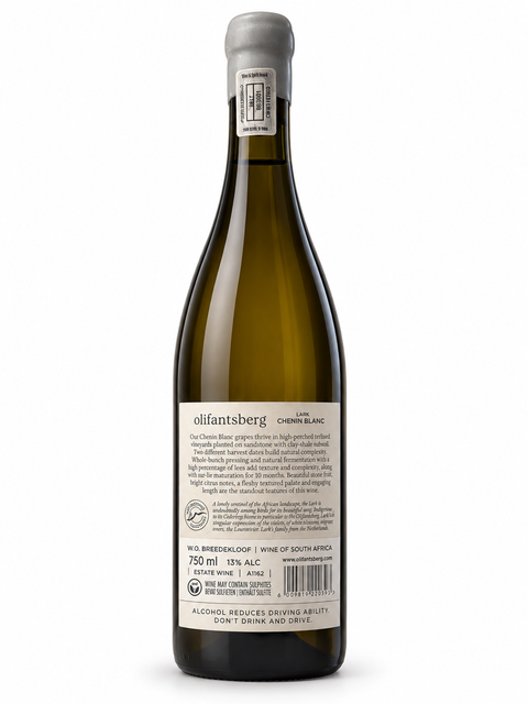 Olifantsberg Lark Chenin Blanc 2022 Dry White Wine bottle 750ml from South Africa with citrus and stone fruit notes.