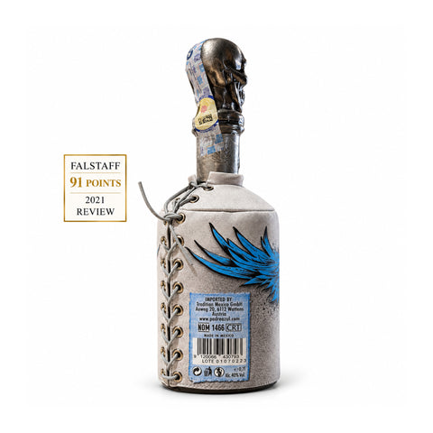 Padre Azul Blanco tequila 700ml 40%, rear view, Falstaff 91 points 2021 review | Padre Azul Blanco ტეკილა 700 მლ 40%, უკანა ხედი, Falstaff 91 ქულა, 2021