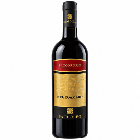 PaoloLeo Taccorosso Negroamaro Red Wine 2018 bottle, 750ml, 14.5% alcohol, Italian Puglia IGP label