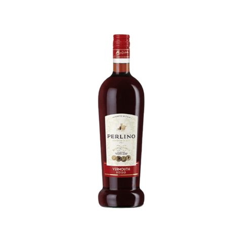 Bottle of Perlino Rosso Vermouth 1L, Italian red vermouth with 15% alcohol, featuring a rich ruby-red hue and aromatic flavor.