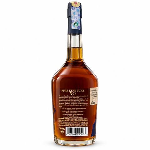 Pure Kentucky XO Straight Bourbon Whiskey 750ml 53.5% rear bottle label on white background