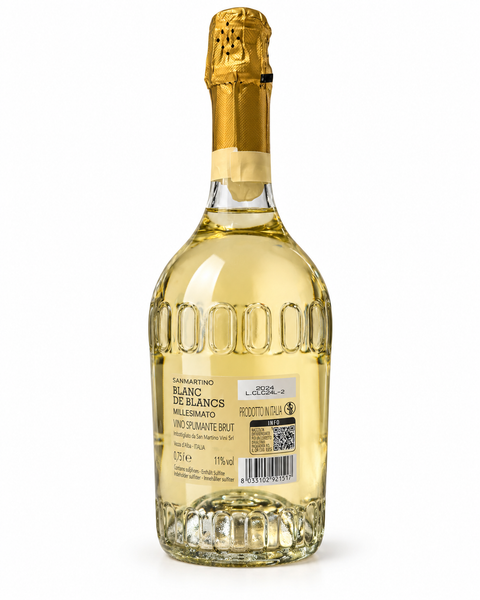 San Martino Blanc de Blancs Millesimato Brut – rear bottle on white background