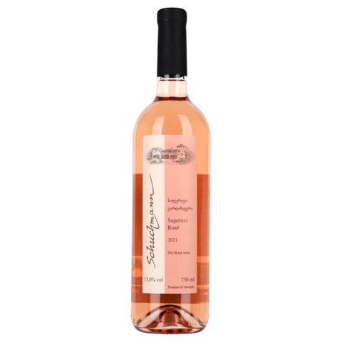 Schuchmann Rose Wine 75cl 13% from Georgia, featuring a delicate pink hue, ideal for pairing with light dishes and enjoying chilled.