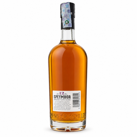 Speymhor 12 Year Old Single Malt Scotch Whisky rear label, EAN 5060169801844