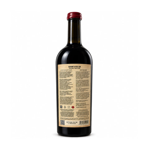 Tchotiashvili Dark Uta SB 2019 rear label, 750ml 13%, | ჭოტიაშვილი დარქ უტა