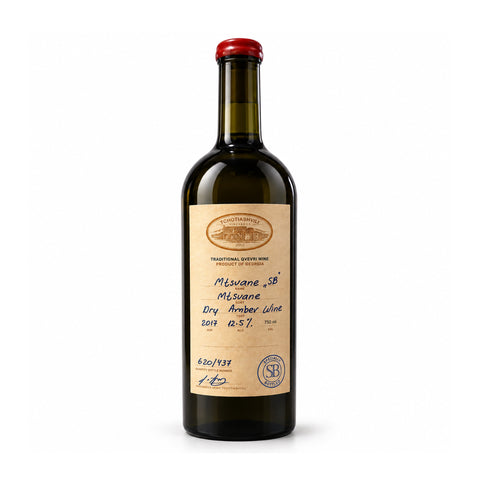 Tchotiashvili Mtsvane SB Dry Amber Wine 750ml 12.5% 2017 (Georgia), front bottle
