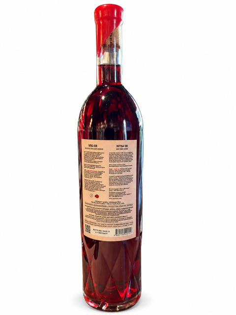 Bottle of Tchotiashvili Nitsa SB Montepulciano Red Wine 2022, 750ml, showcasing its unique label and vibrant color.