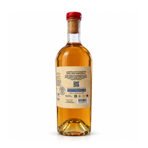Tchotiashvili Rkatsiteli BV 2017 dry amber qvevri wine, 750ml 13%, back bottle on white