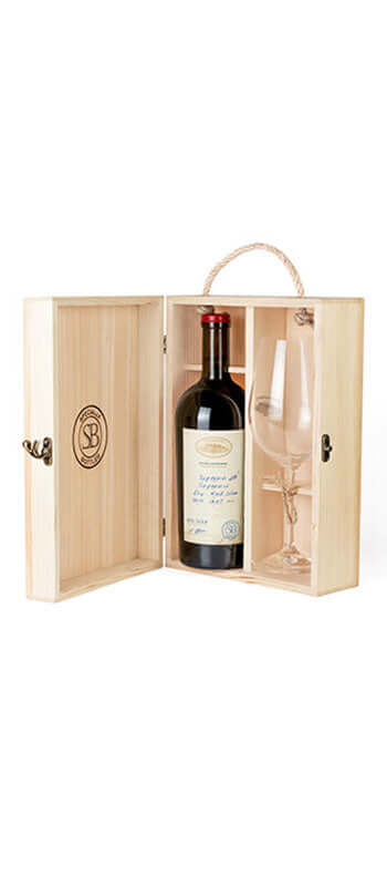 Tchotiashvili Saperavi Red Wine 750ml 13% in wooden gift box with glass, 2017 vintage, Kakheti, Georgia