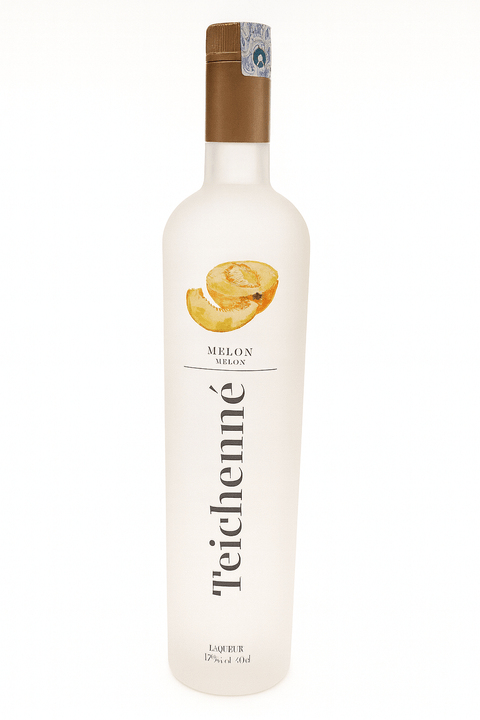 Teichenne Melon Liqueur 700ml bottle with frosted glass and melon design, 17% ABV, crafted in Spain.