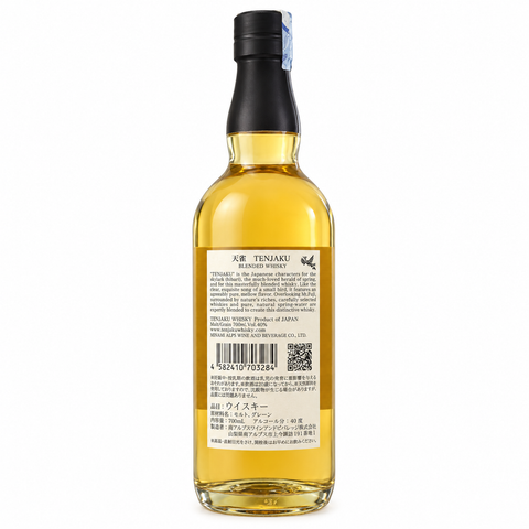 Back view of Tenjaku Blended Japanese Whisky 700ml bottle showing label details.
