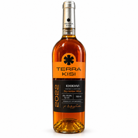 Terra Kisi Khikhvi 2022 dry amber wine 750ml 14% — front bottle on white background