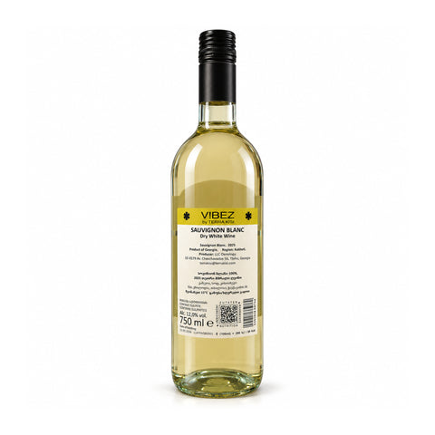 Terra Kisi ViBEZ Sauvignon Blanc 2025 dry white wine 750ml bottle, Kakheti, Georgia, 12% alcohol, LLC Oenology production.
