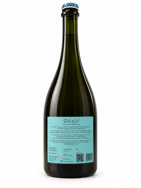 Tiko Estate Pet-Nat Khikhvi Extra Brut 2024, 750 ml — back bottle