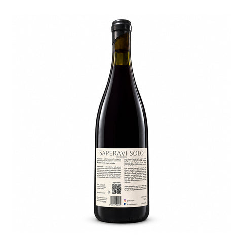 Tiko Estate Saperavi Solo 2024 dry red wine 750ml 13% back label | თიკო ესთეითი საფერავი სოლო 2024 წითელი მშრალი ღვინო — უკანა მხარე